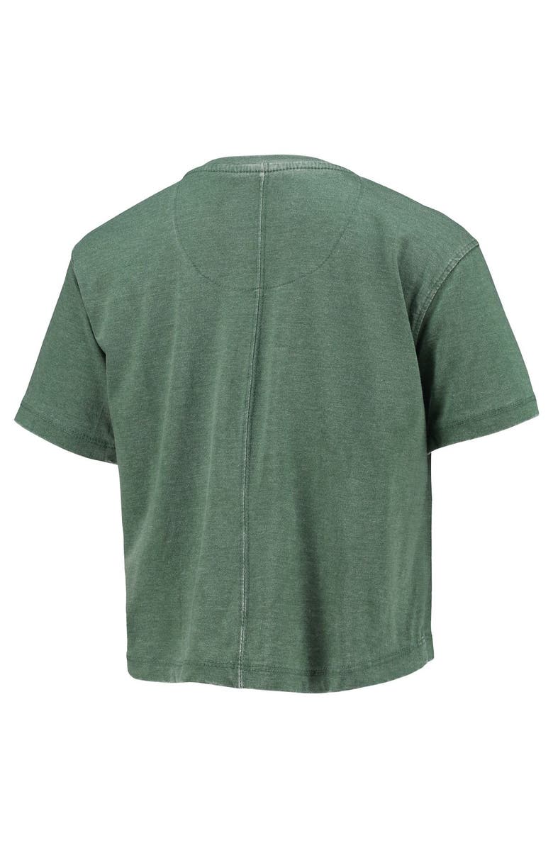 PRESSBOX Women's Pressbox Green Miami Hurricanes Edith Vintage Burnout Crop T-Shirt, Alternate, color,