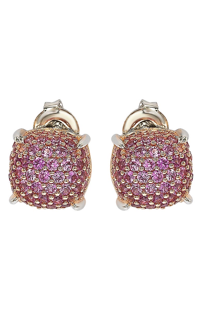 SUZY LEVIAN Sterling Silver Pink Sapphire & Diamond Cluster Stud Earrings, Main, color, Pink