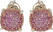 SUZY LEVIAN Sterling Silver Pink Sapphire & Diamond Cluster Stud Earrings