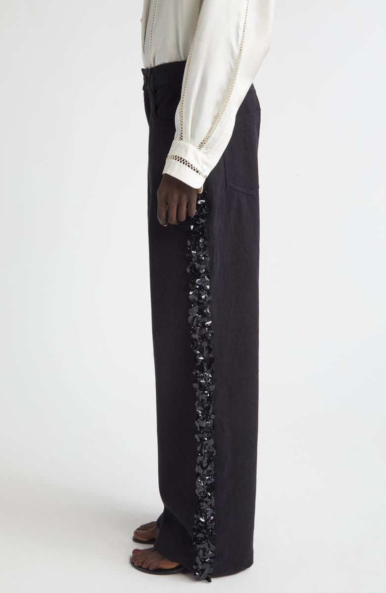 Diotima Burro Paillette Side Stripe Wide Leg Jeans, Alternate, color, Black