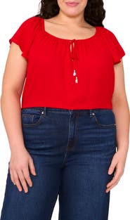 CeCe Flutter Sleeve Georgette Top