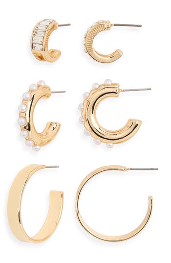 Ak Anne Klein Set Of 3 Hoop Earrings In Gold