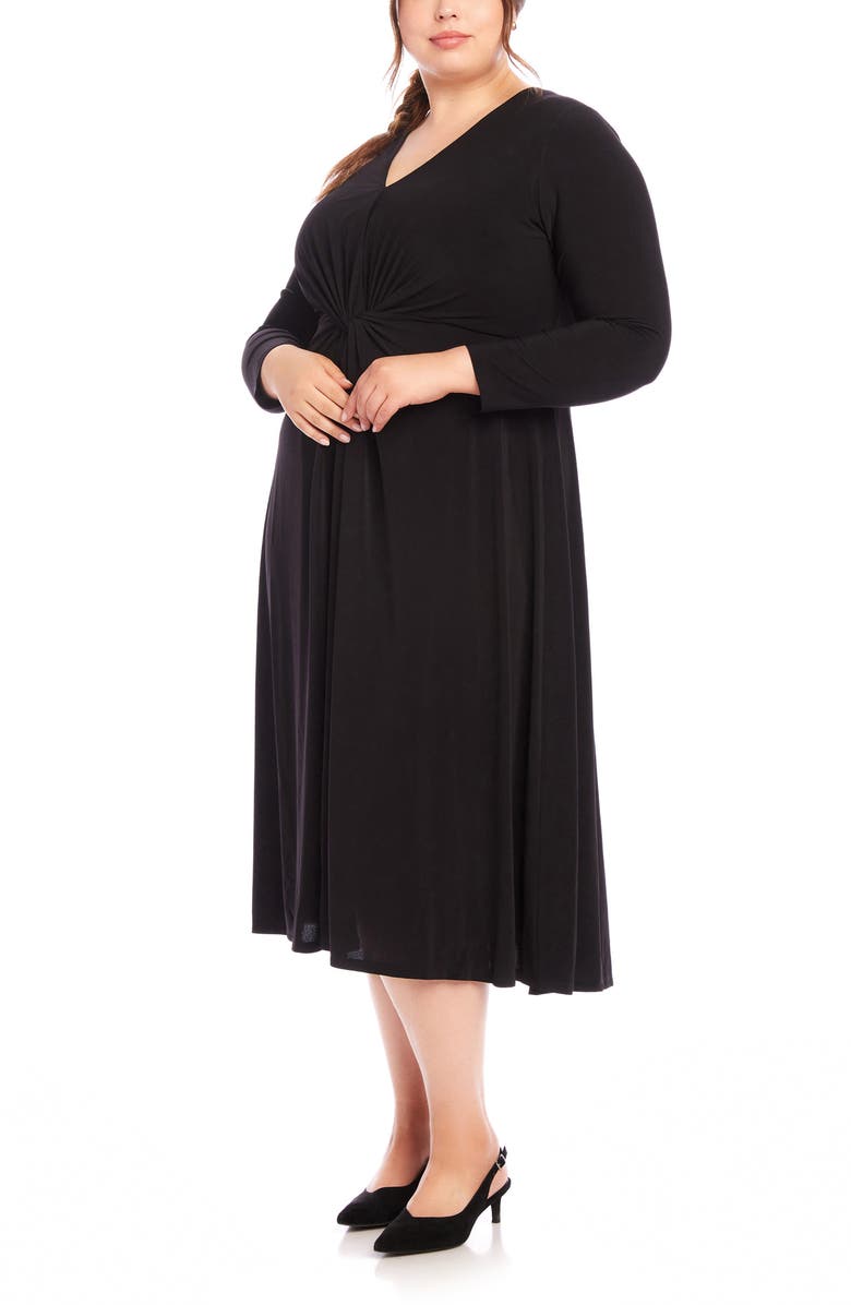Karen Kane Monroe Knot Front Long Sleeve Stretch Jersey Dress, Alternate, color,