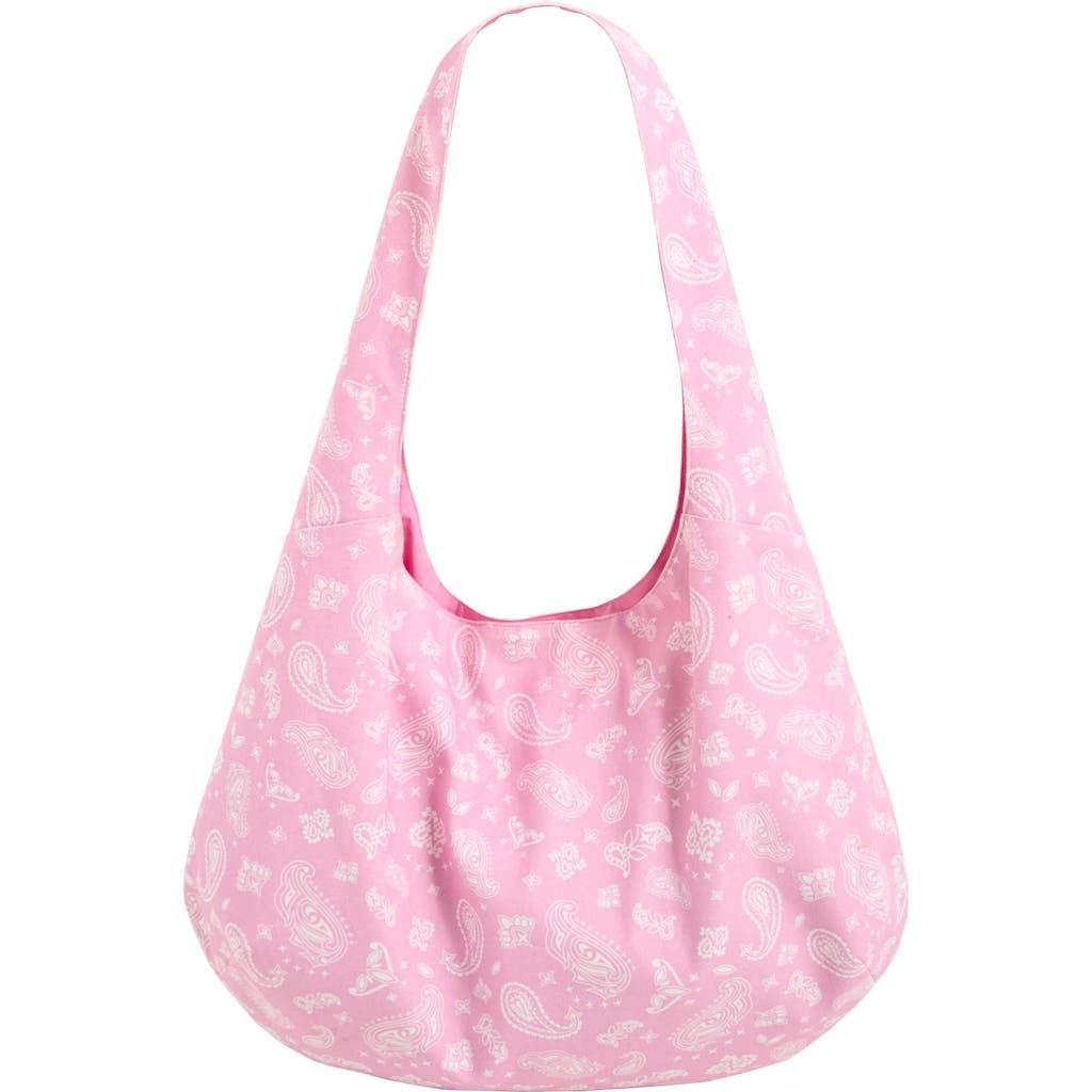 Lost Pattern Nyc "paisley" Cotton Hobo Shoulder Bag In Pink