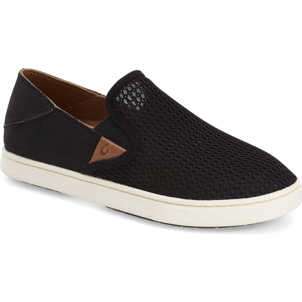OluKai 'Pehuea' Slip-On Sneaker in Black Faux Leather  product