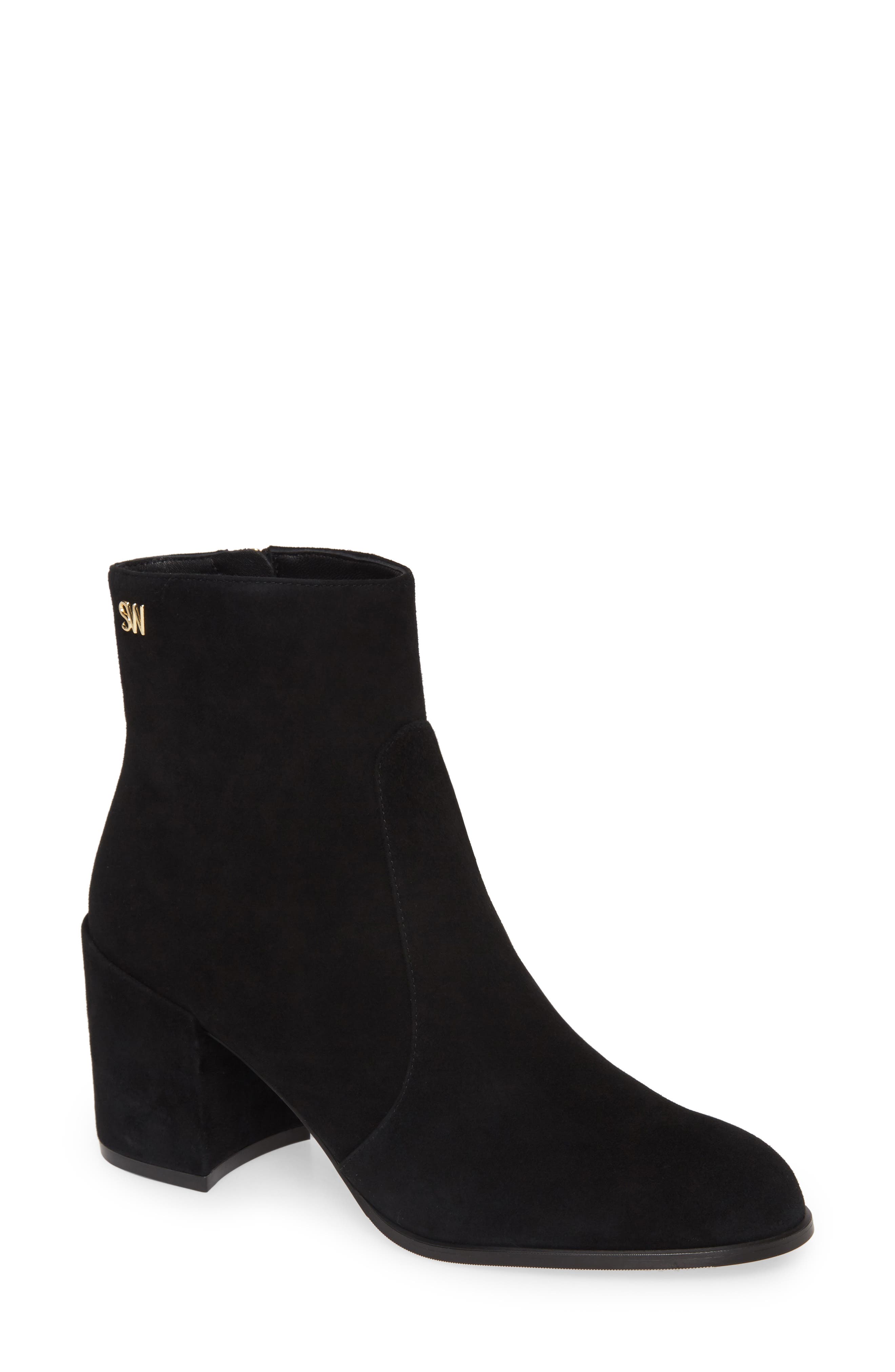 Quinn Block Heel Bootie, Main, color, BLACK SUEDE