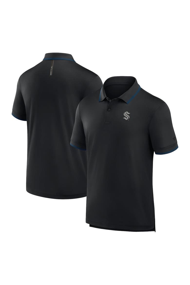 Men's Fanatics Black Seattle Kraken Front Office Move Mono Polo, Alternate, color, Black