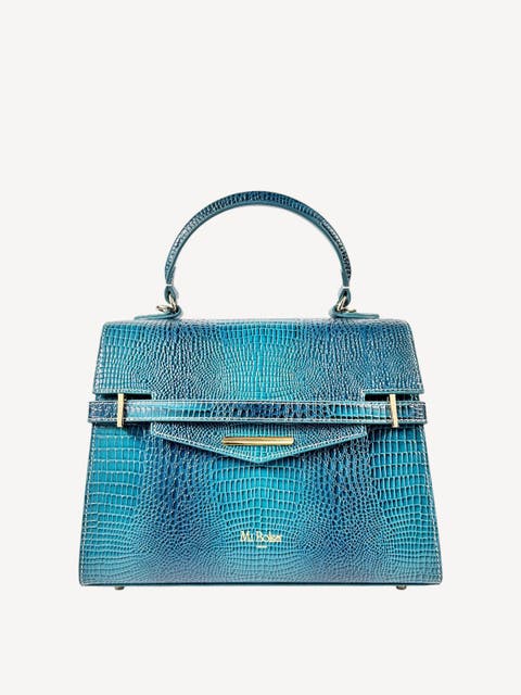 Mimidi Croc Embossed Leather Top Handle Bag