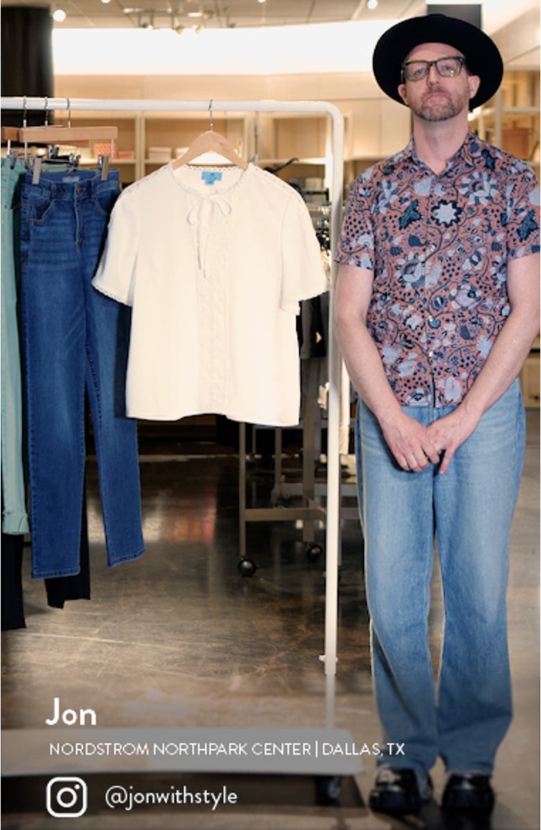 Eyelet Trim Moss Crepe Top, sales video thumbnail