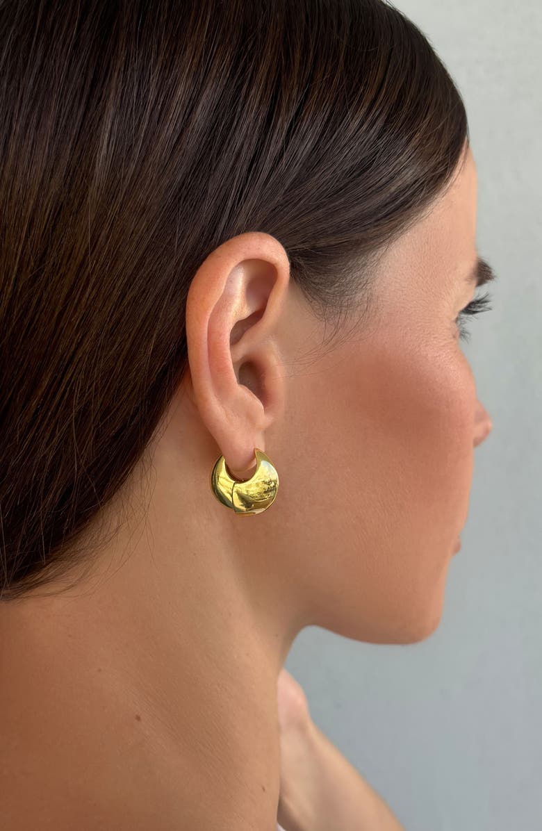 Adornia Louvre 14k Gold Plated Hoop Earrings, Alternate, color, Gold