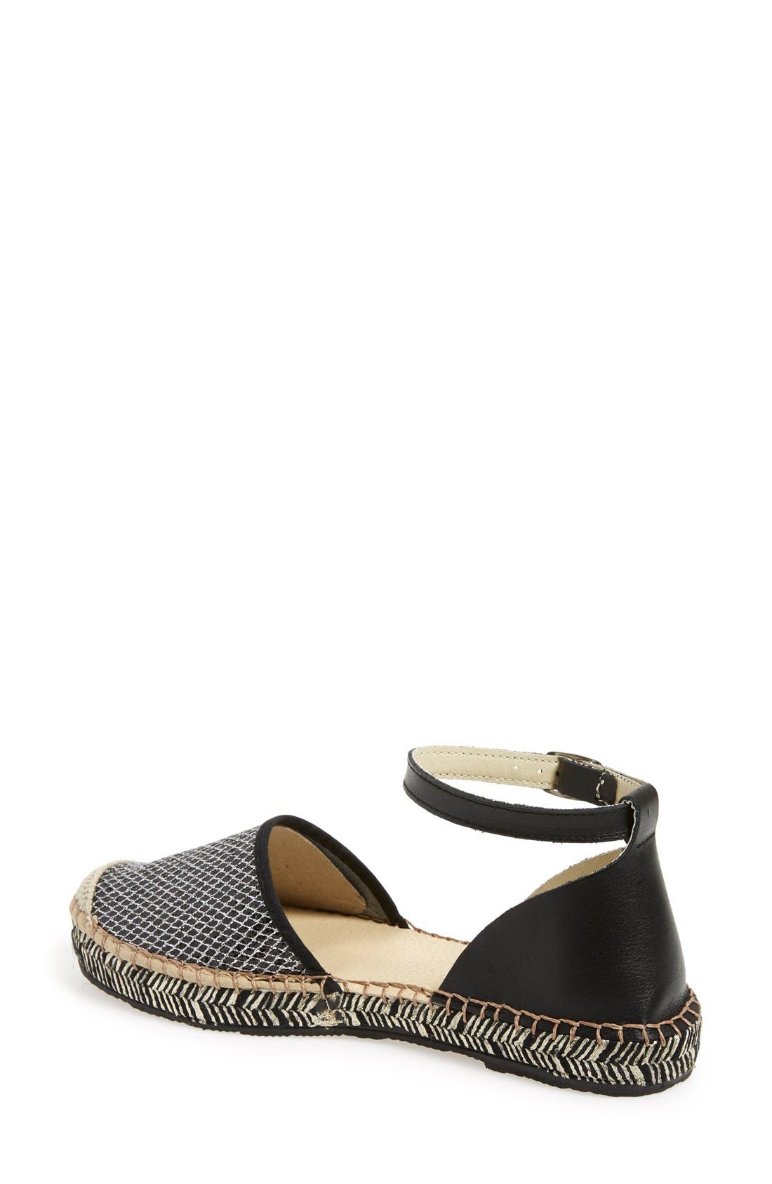 'Ingrid' Ankle Strap Flat, Alternate, color, BLACK/ SILVER