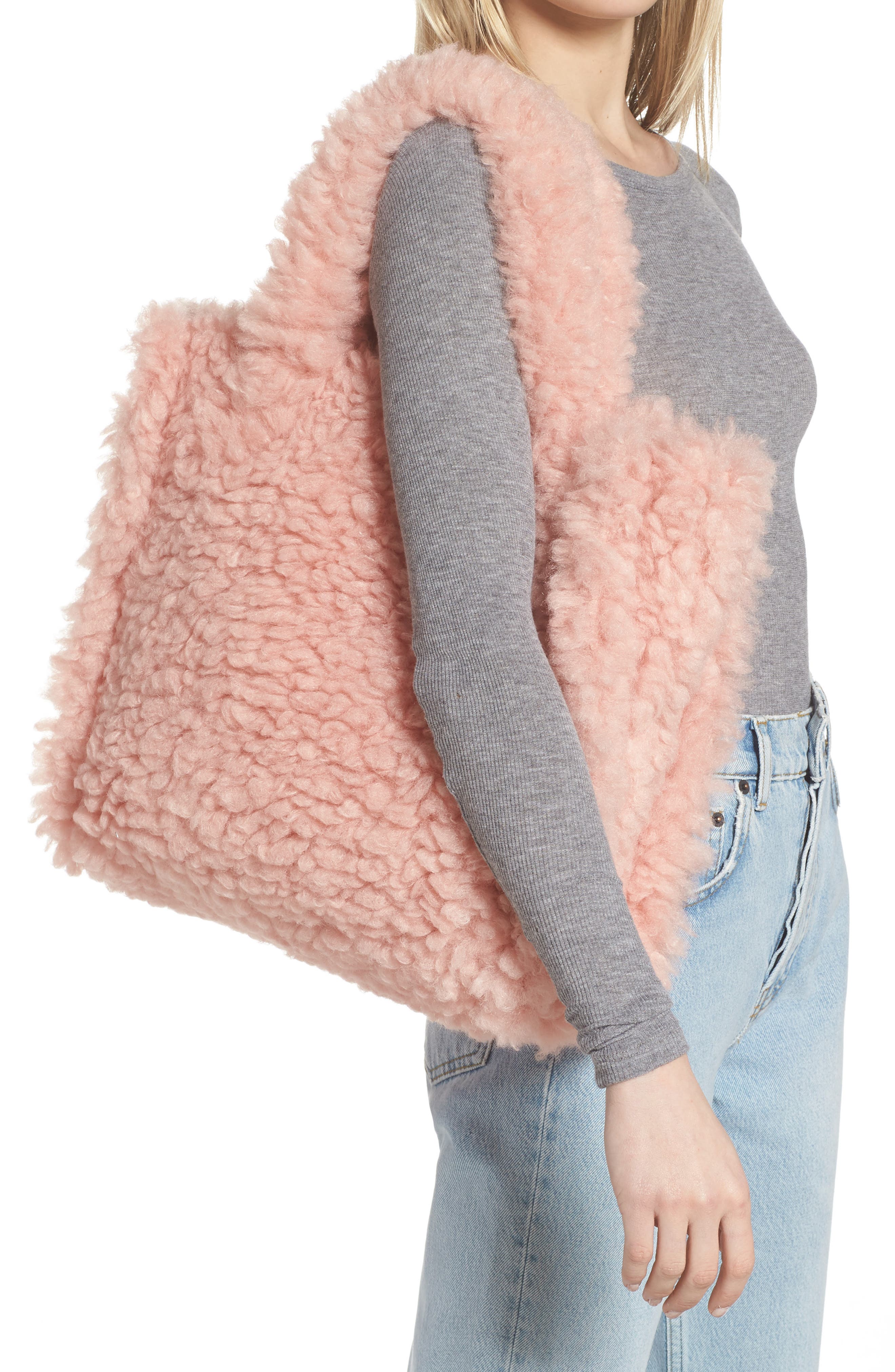 Stand Studio Medium Lolita Faux Sherling Tote, Alternate, color, 