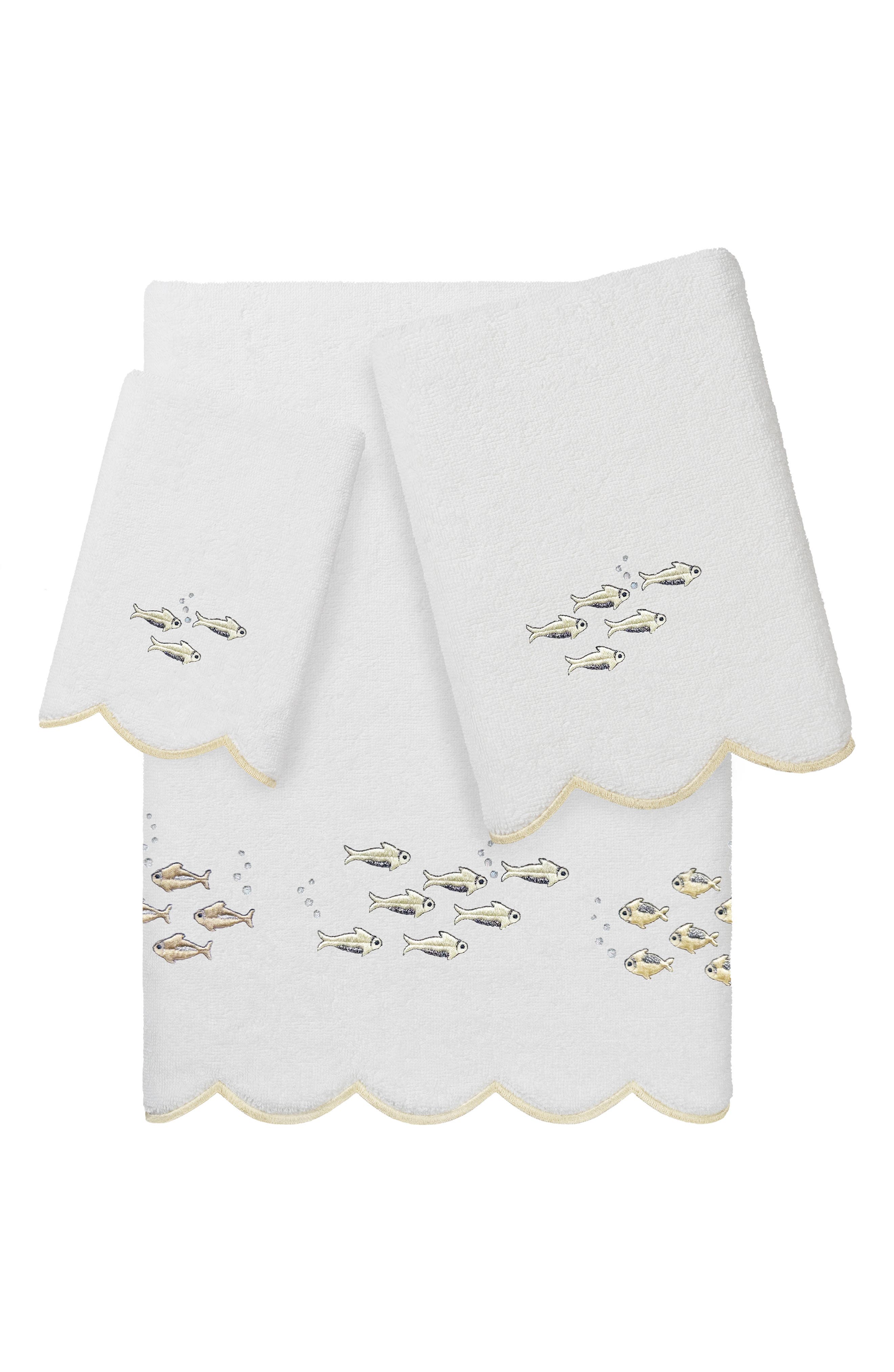 Fish School Scallop 3-Piece Hand Towel Set
