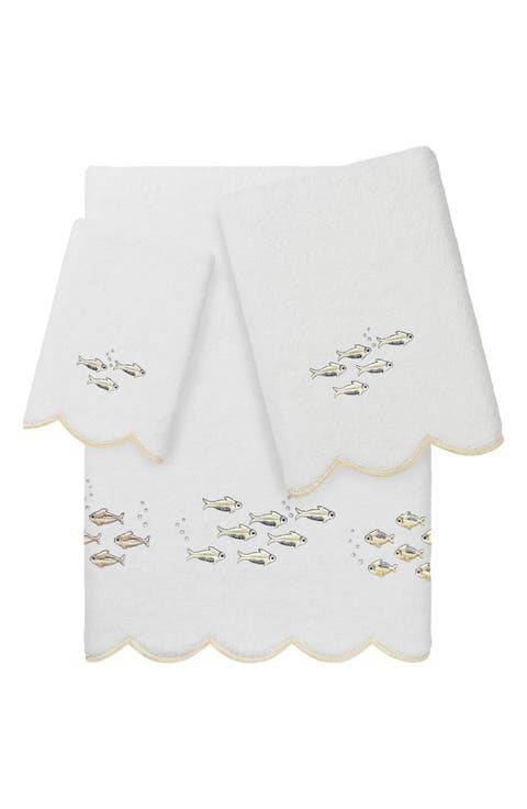 Fish School Scallop 3-Piece Hand Towel Set