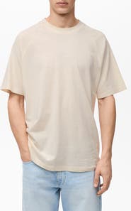 MANGO Relaxed Fit Cotton & Linen Raglan T-Shirt