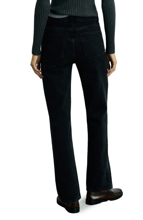 Shop Mango Matilda Mid Rise Straight Leg Jeans In Black Denim