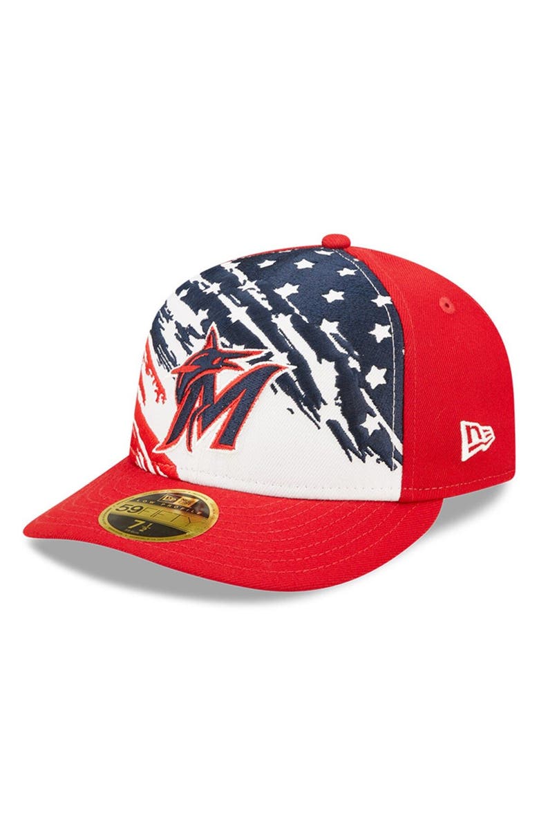 New Era Men's New Era Red Miami Marlins 2022 4th of July Low Profile 59FIFTY Fitted Hat, Main, color, Red