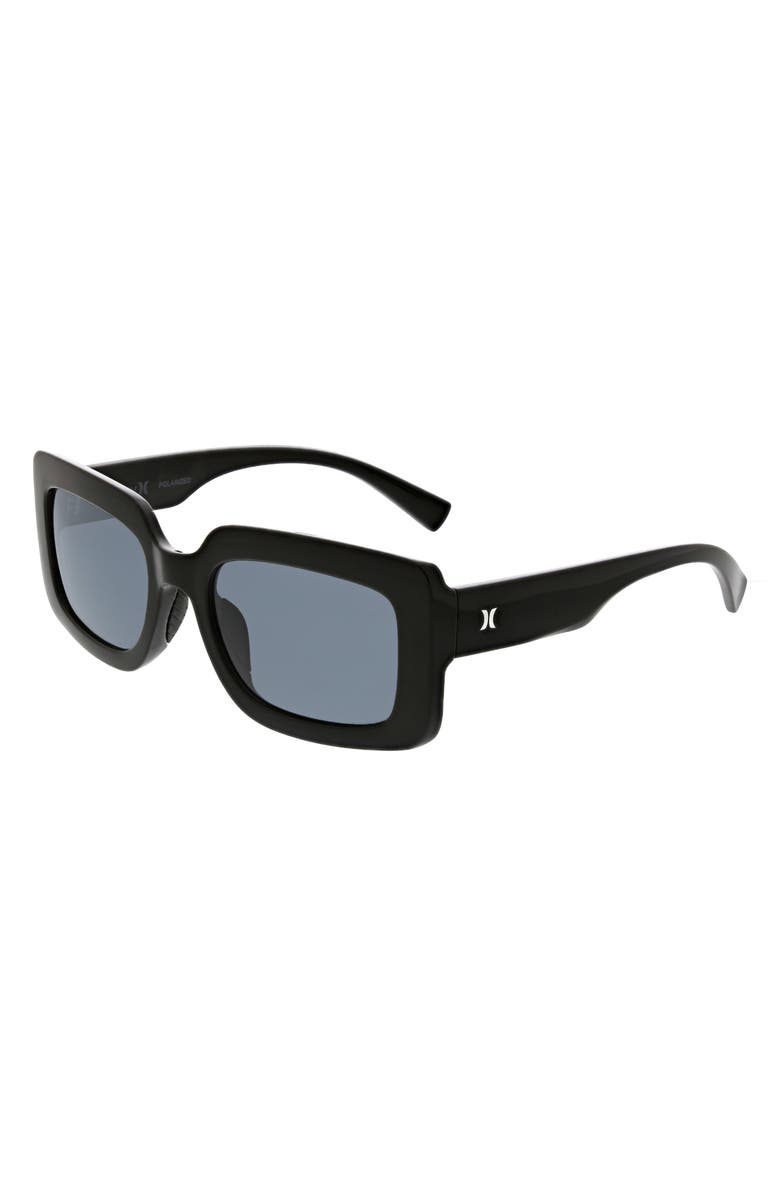 Hurley 54mm Square Polarized Sunglasses, Alternate, color, Shiny Black