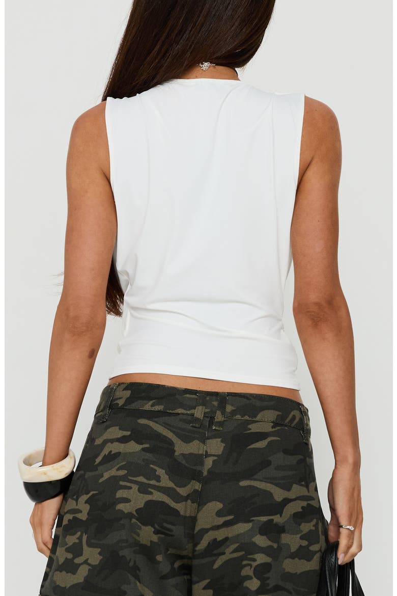 Tearra Plunge Cross Front Top, Alternate, color, WHITE