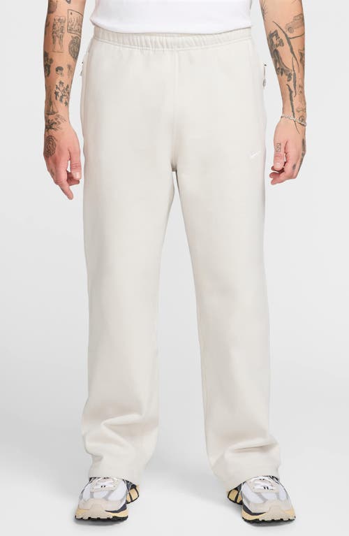 Nike Men's Solo Swoosh Open-hem Fleece Pants In Light Bone/white