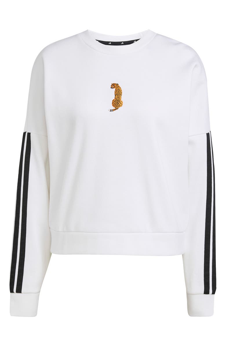 adidas Leopard Embroidered Sweatshirt, Alternate, color, White