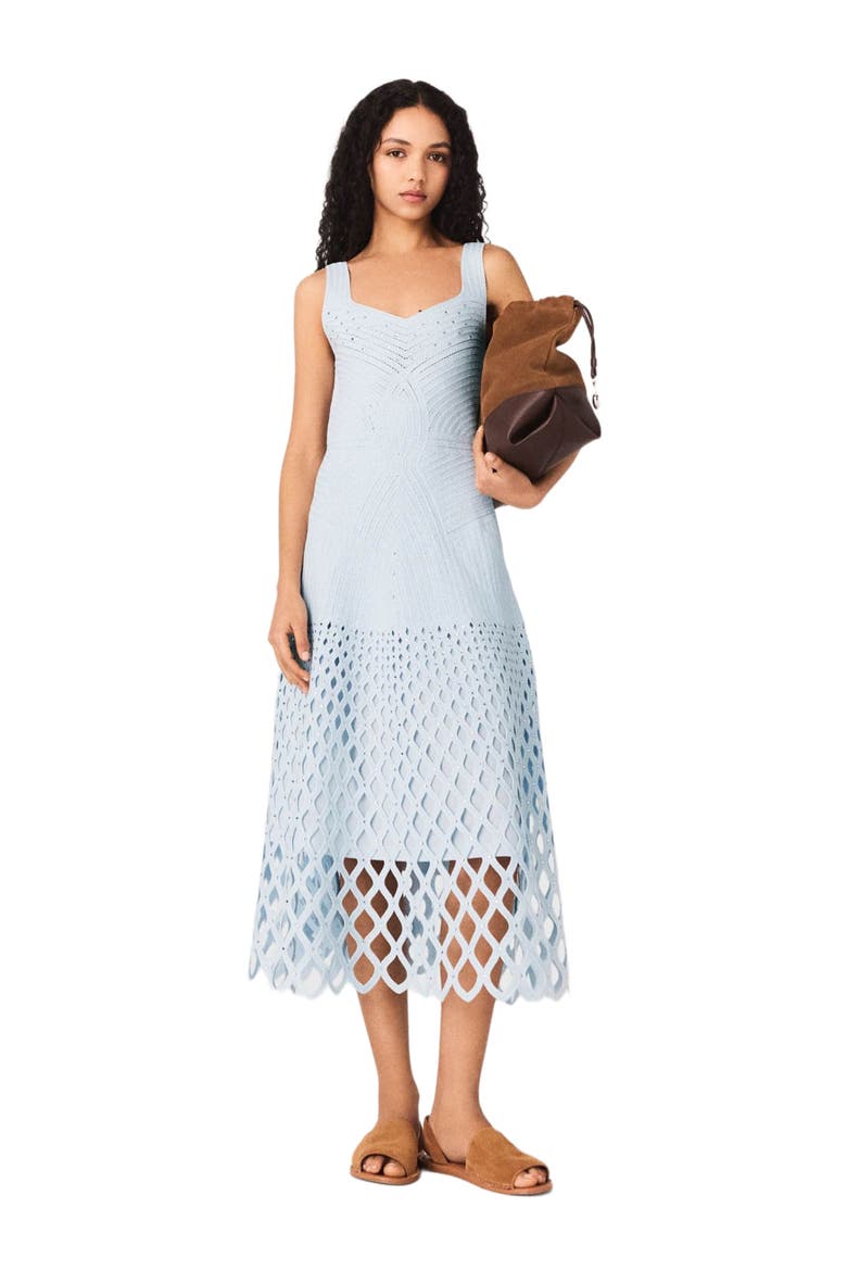 Crochet dress with removable lining, Main, color, Blue sky