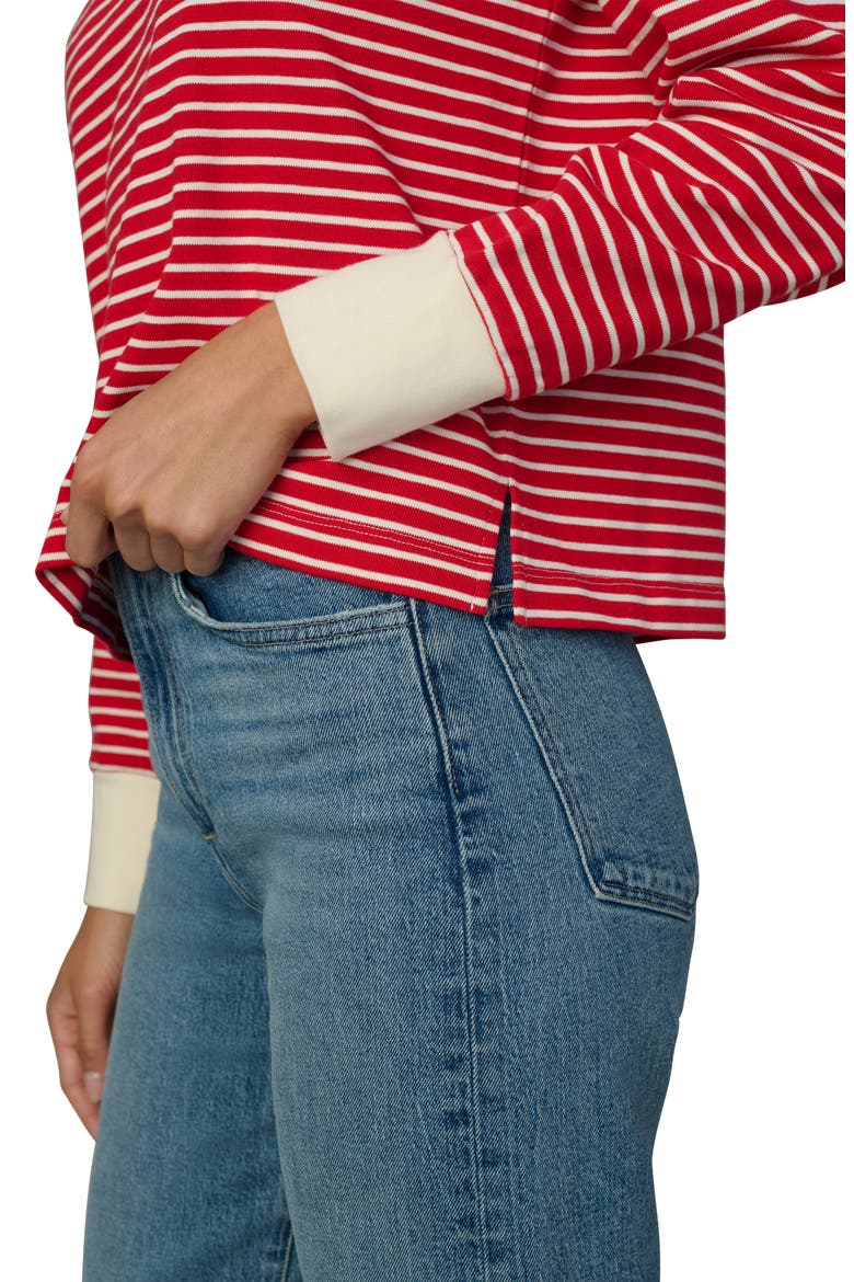 Stripe Long Sleeve Cotton T-Shirt, Alternate, color, CHERRY RED/ ECRU STRIPE