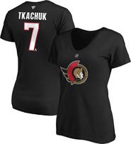 FANATICS Women's Fanatics Branded Brady Tkachuk Black Ottawa Senators Authentic Stack Name & Number V-Neck T-Shirt