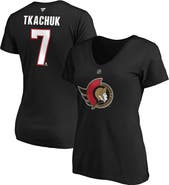 FANATICS Women's Fanatics Branded Brady Tkachuk Black Ottawa Senators Authentic Stack Name & Number V-Neck T-Shirt