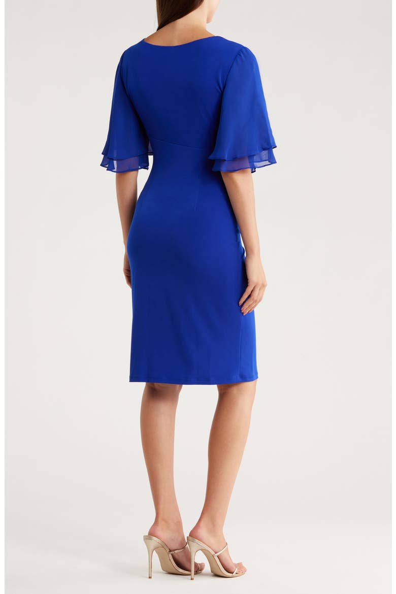 Ruffle Sleeve Sheath Dress, Alternate, color, DEEP COBALT