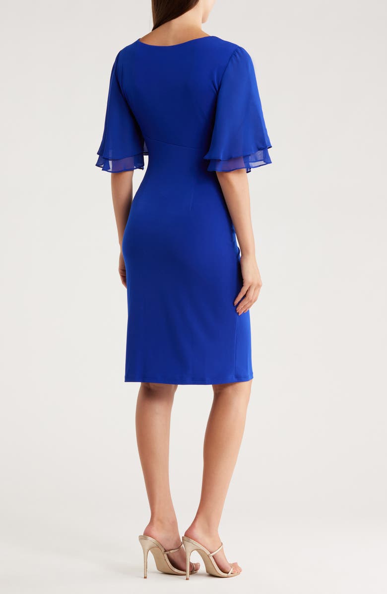 Connected Apparel Ruffle Sleeve Sheath Dress, Alternate, color, Deep Cobalt