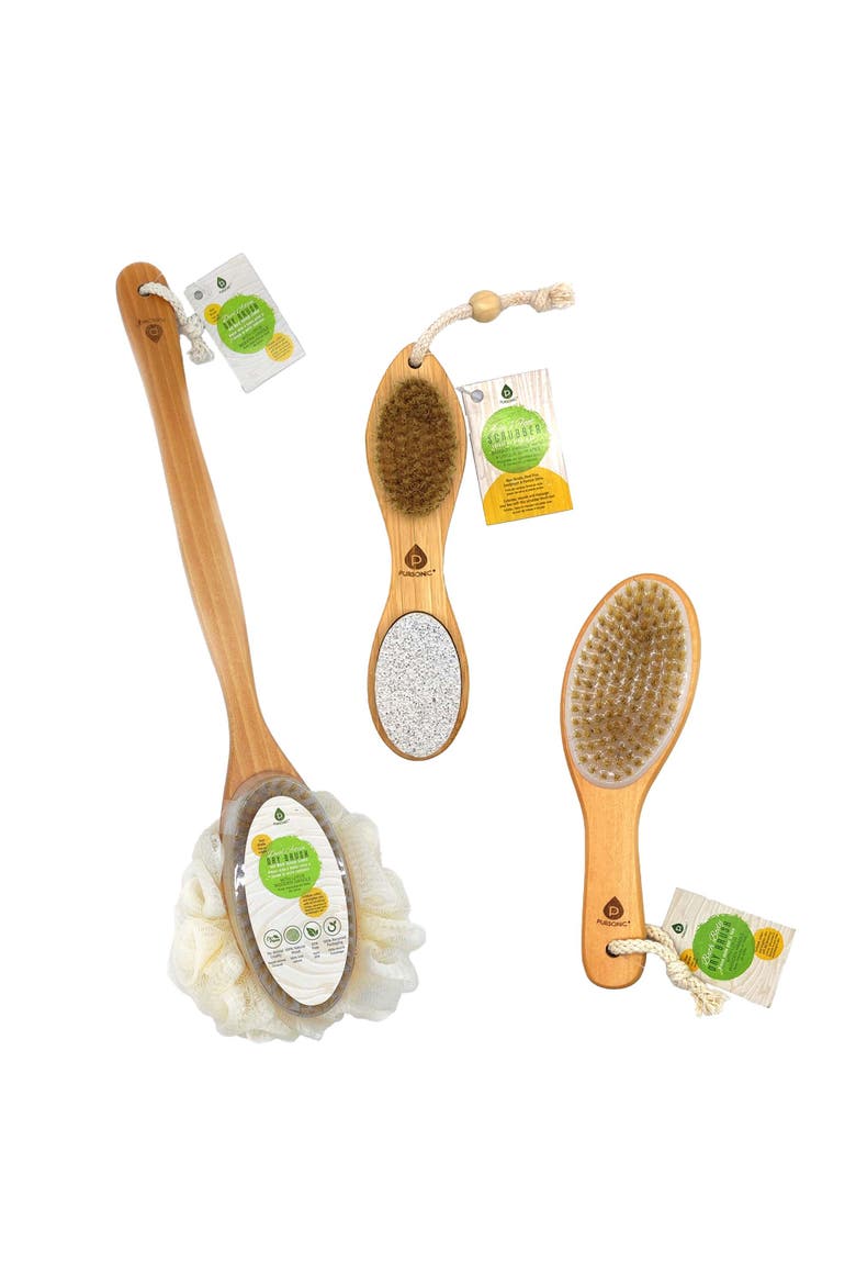 Dual Brush, Bath Brush & 4-in-1 Foot Scrubber, Main, color, Beige