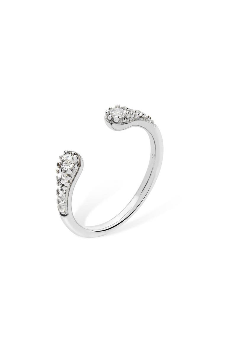 Open Skinny Drip Ring with White Topaz, Main, color, Sterling Silver