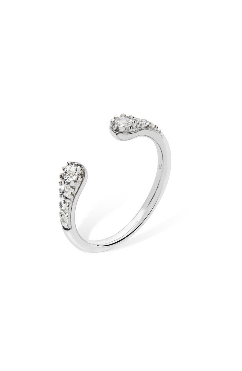 Lucy Quartermaine Open Skinny Drip Ring with White Topaz, Main, color, Sterling Silver