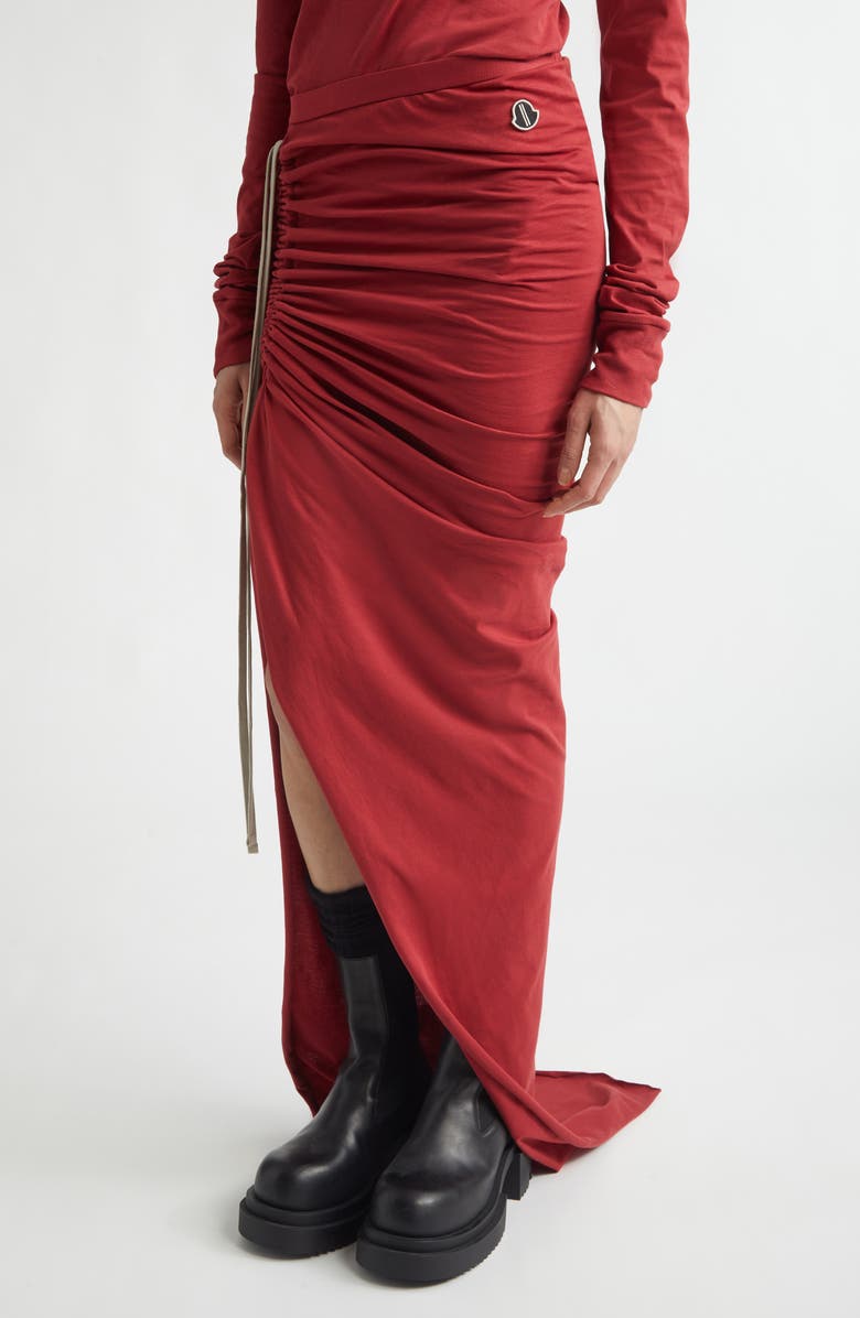 Moncler x Rick Owens Draped Jersey Skirt, Alternate, color, Red
