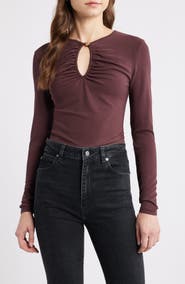 FRAME The Keyhole Long Sleeve Top