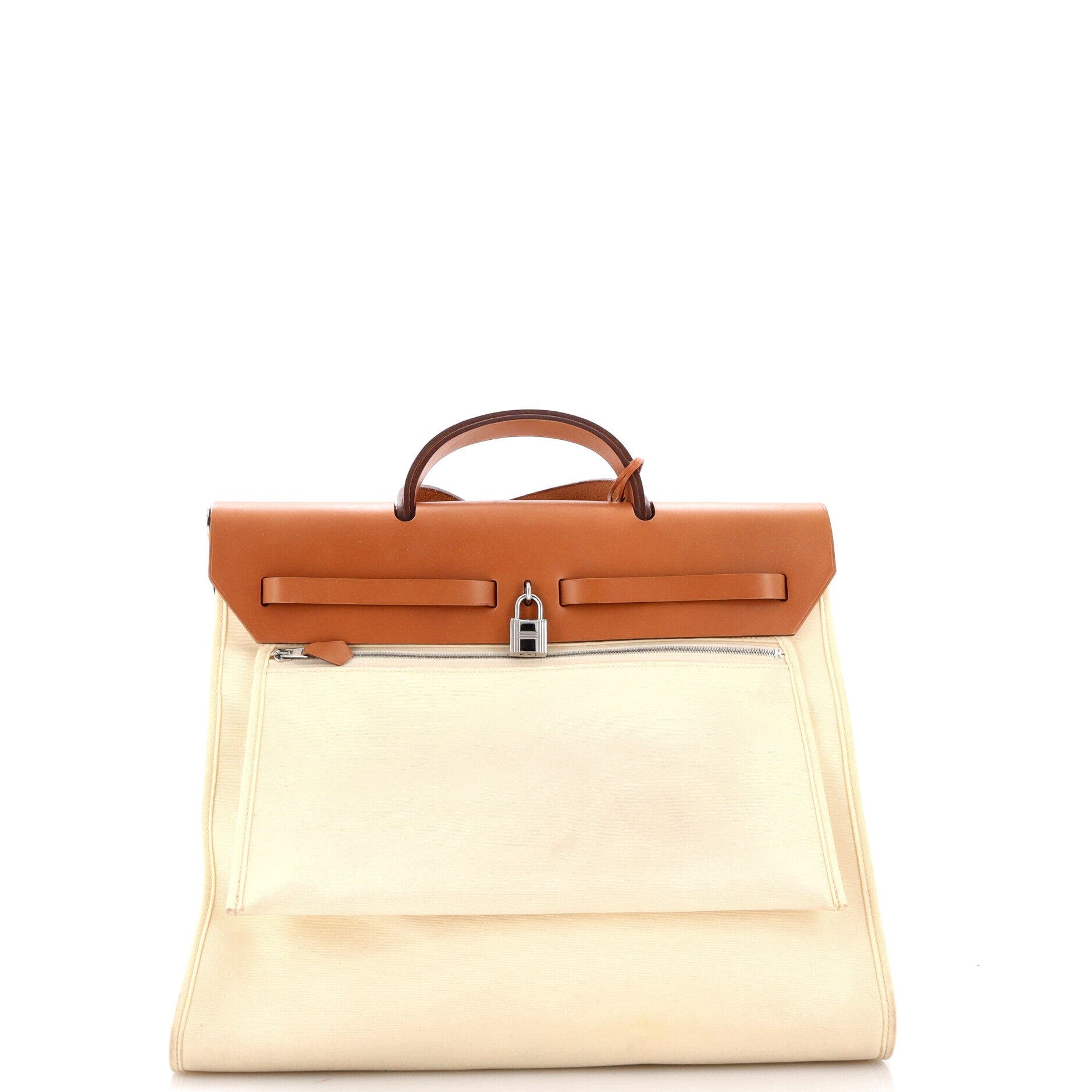 Herbag Zip Leather and Toile 39, Alternate, color, White