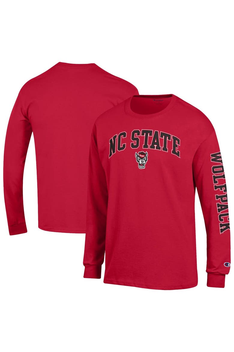 Men's Champion  Red NC State Wolfpack Arch Over Logo 2-Hit Long Sleeve T-Shirt, Main, color, Red