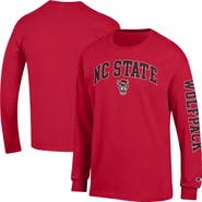 Champion Men's Champion  Red NC State Wolfpack Arch Over Logo 2-Hit Long Sleeve T-Shirt