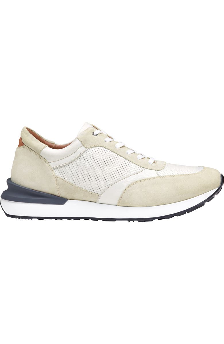 JOHNSTON & MURPHY COLLECTION Briggs Perforated Sneaker, Alternate, color, White Full Grain/Suede