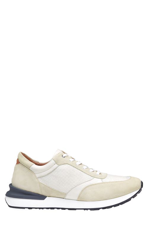 Johnston & Murphy Collection Briggs Perforated Sneaker In White Full Grain/suede