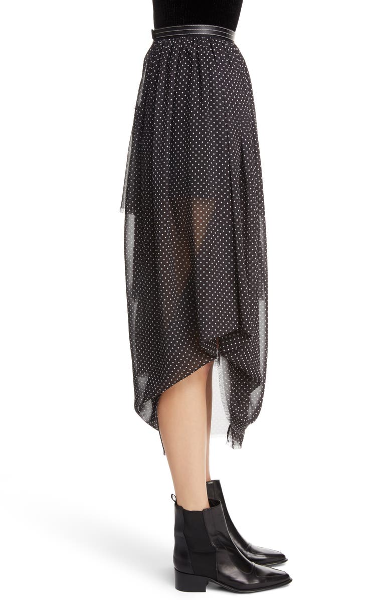 Loewe Polka Dot Asymmetrical Tiered Ruffle Skirt, Alternate, color,