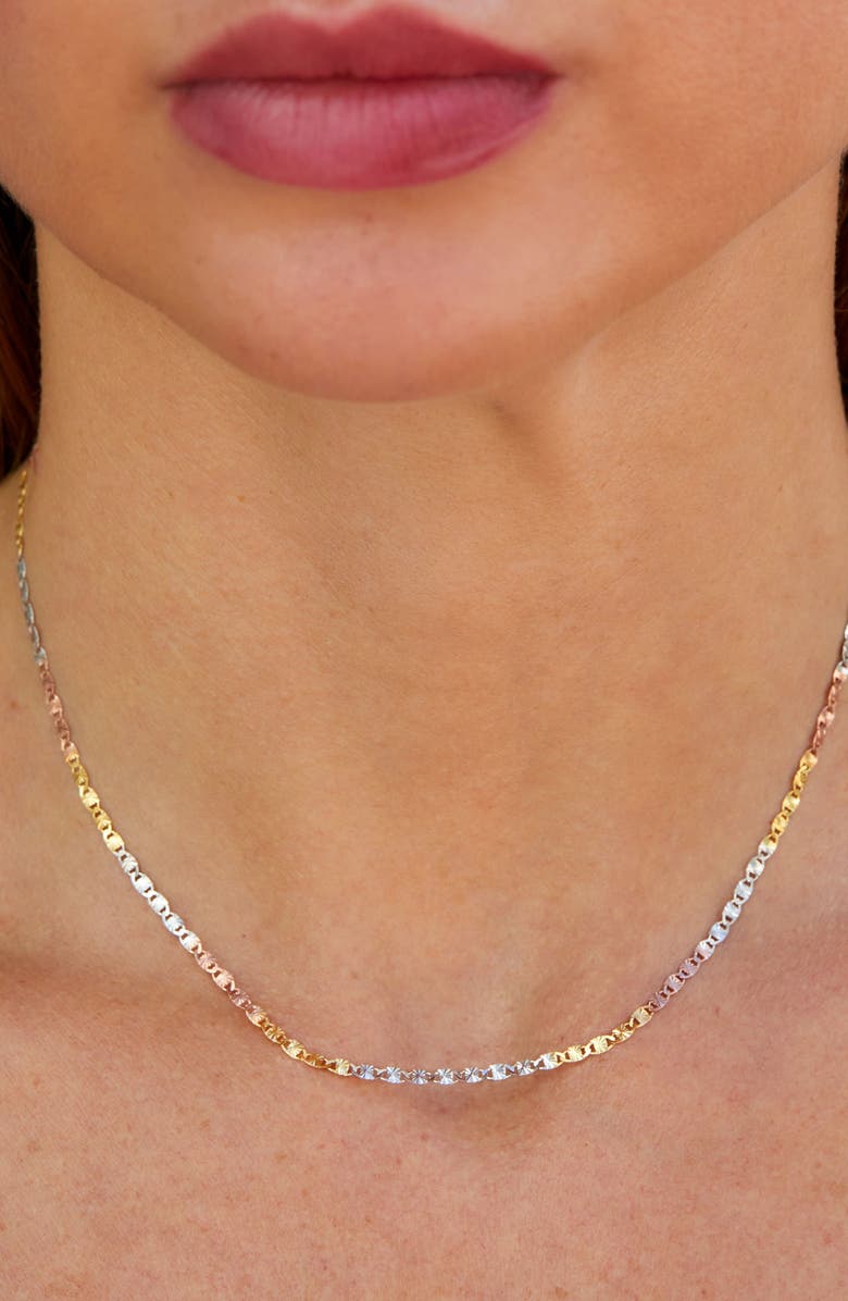 SAVVY CIE JEWELS Mixed Metallic Link Necklace, Alternate, color, Yellow