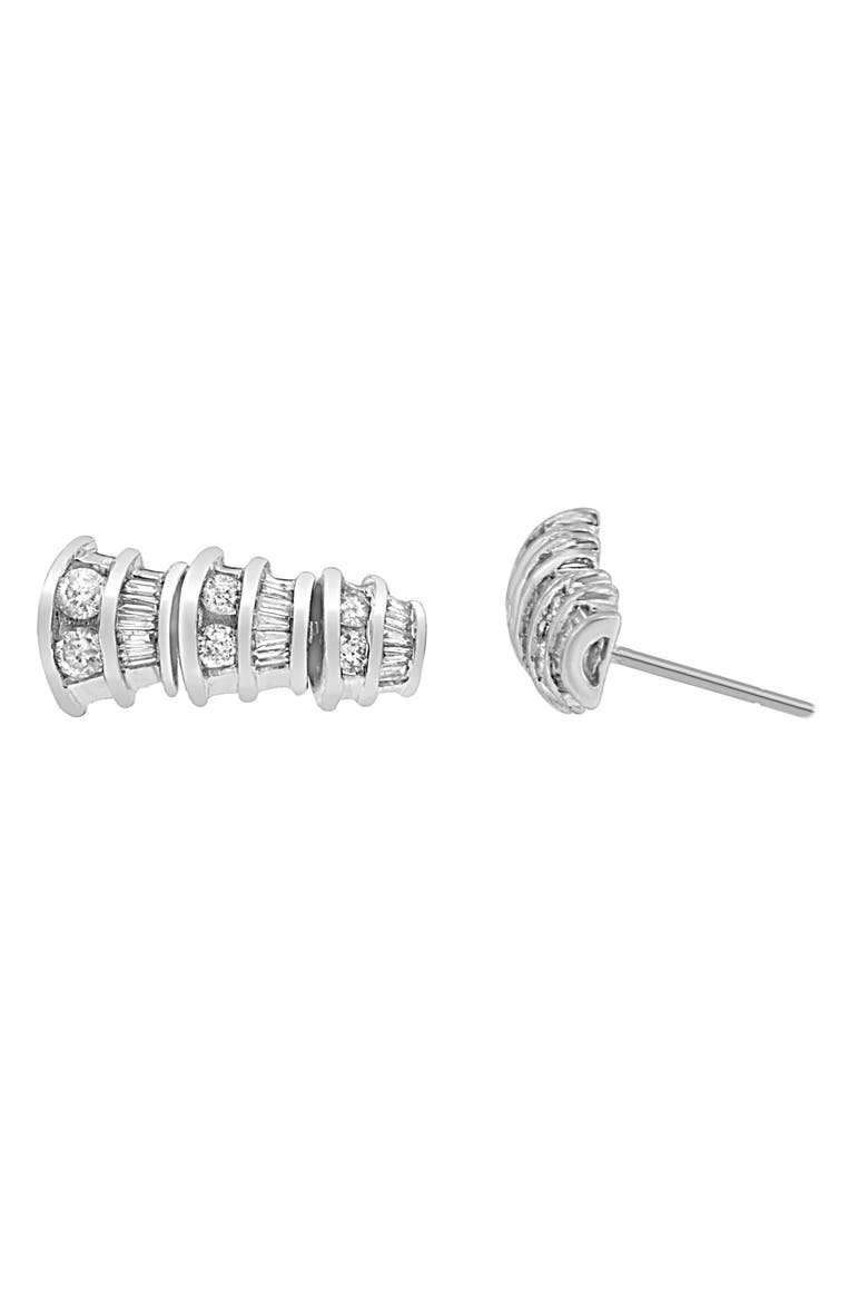 14KT White Gold 7/8 cttw Diamond Dangle Multi Row Earrings, Alternate, color, White