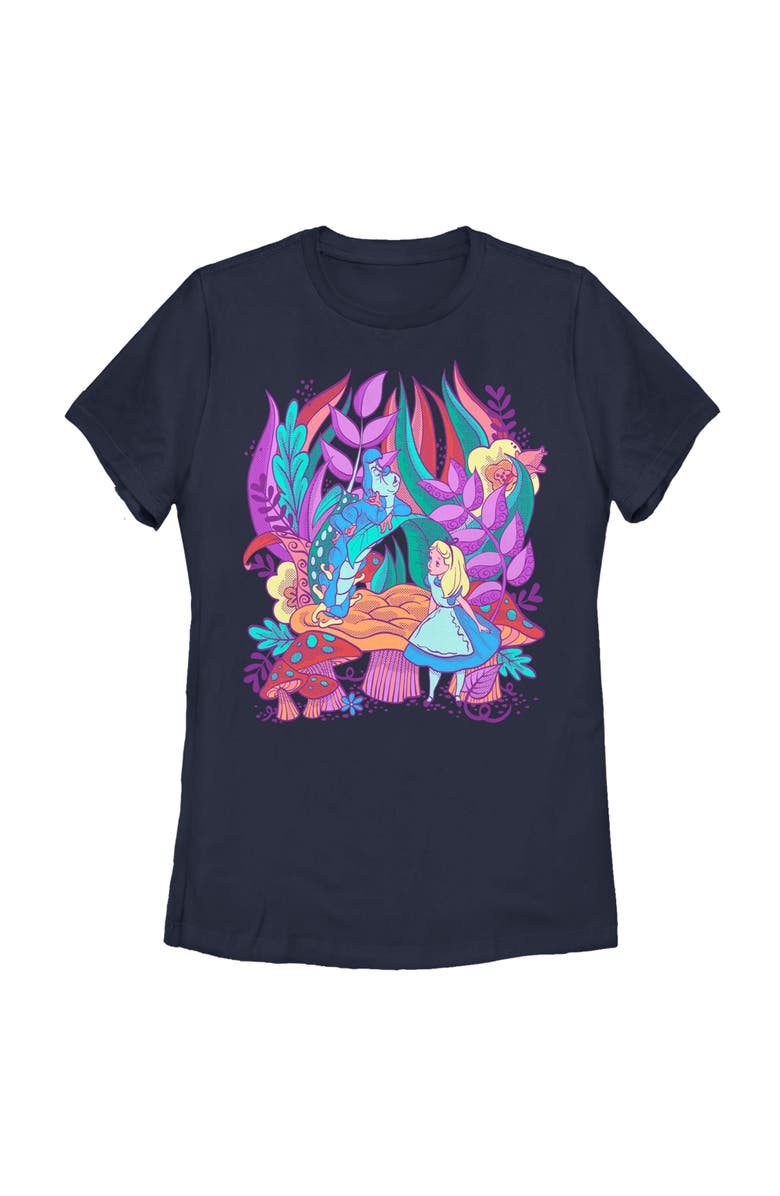 Alice in Wonderland Women's Alice in Wonderland Caterpillar and Alice  Graphic T-Shirt, Main, color, Navy Blue