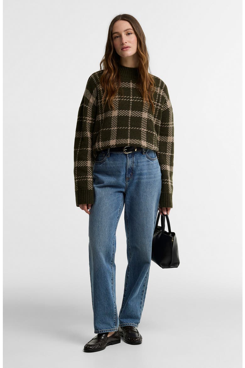 Delilah Knitted Mock Neck Sweater, Alternate, color, OLIVE MULTI