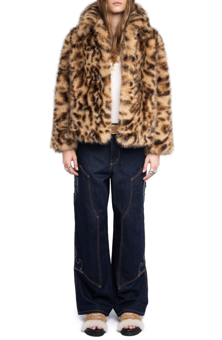 Zadig & Voltaire Finito Faux Fur Jacket, Alternate, color, Wood