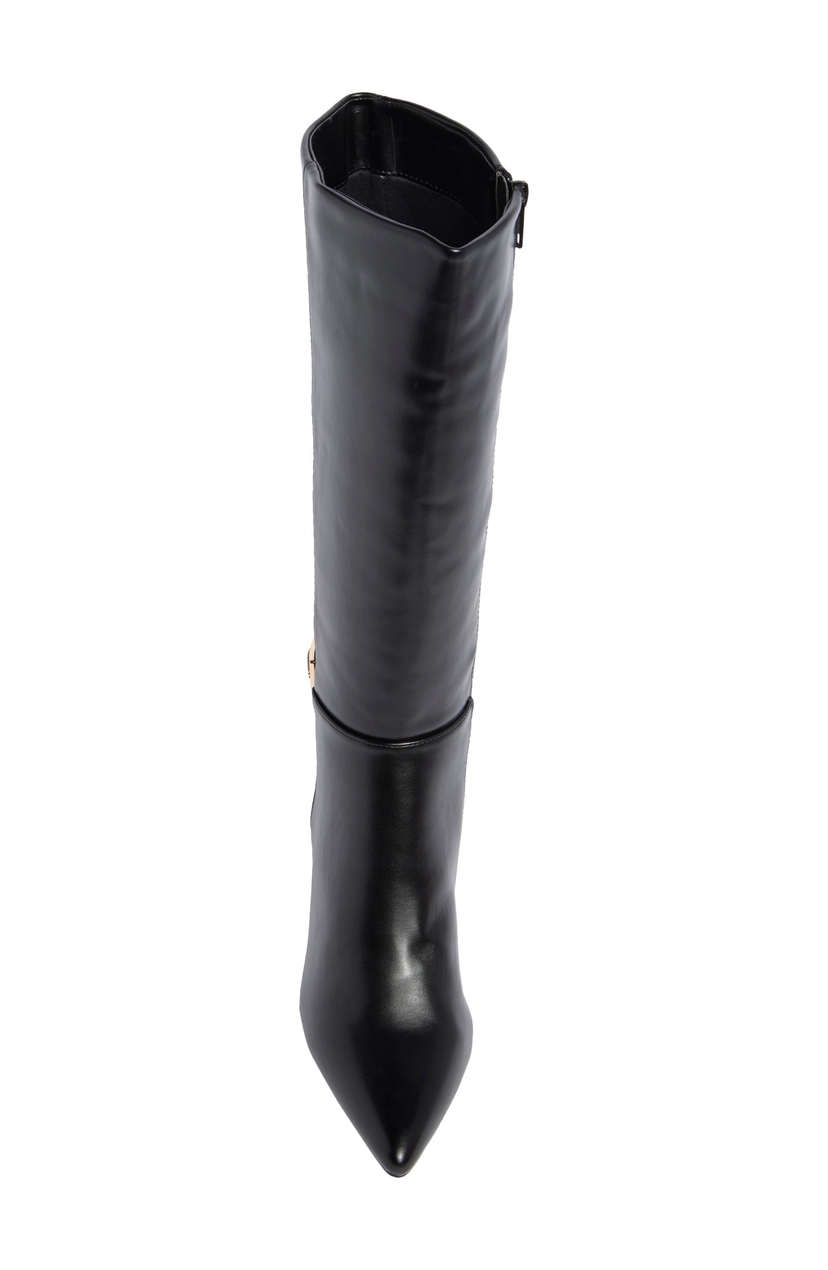 Jeanette Faux Leather Knee High Boot, Alternate, color, BLACK