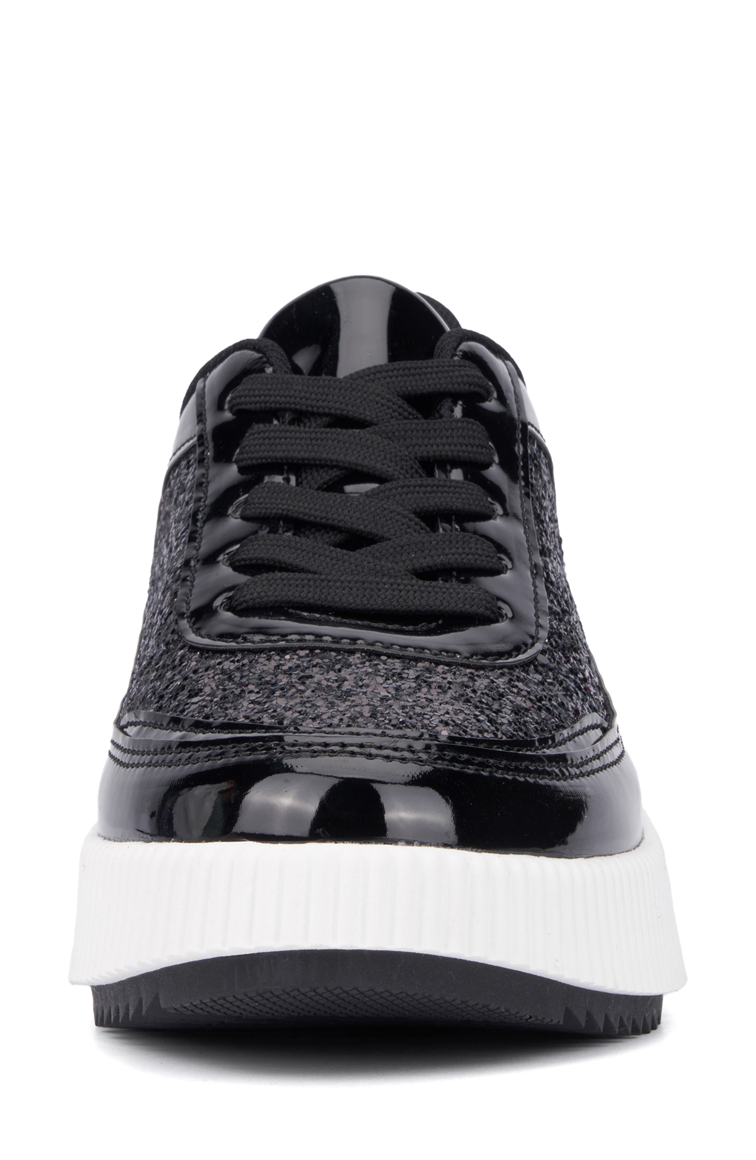 NEW YORK AND COMPANY Tana Platform Sneaker, Alternate, color, Black Glitter