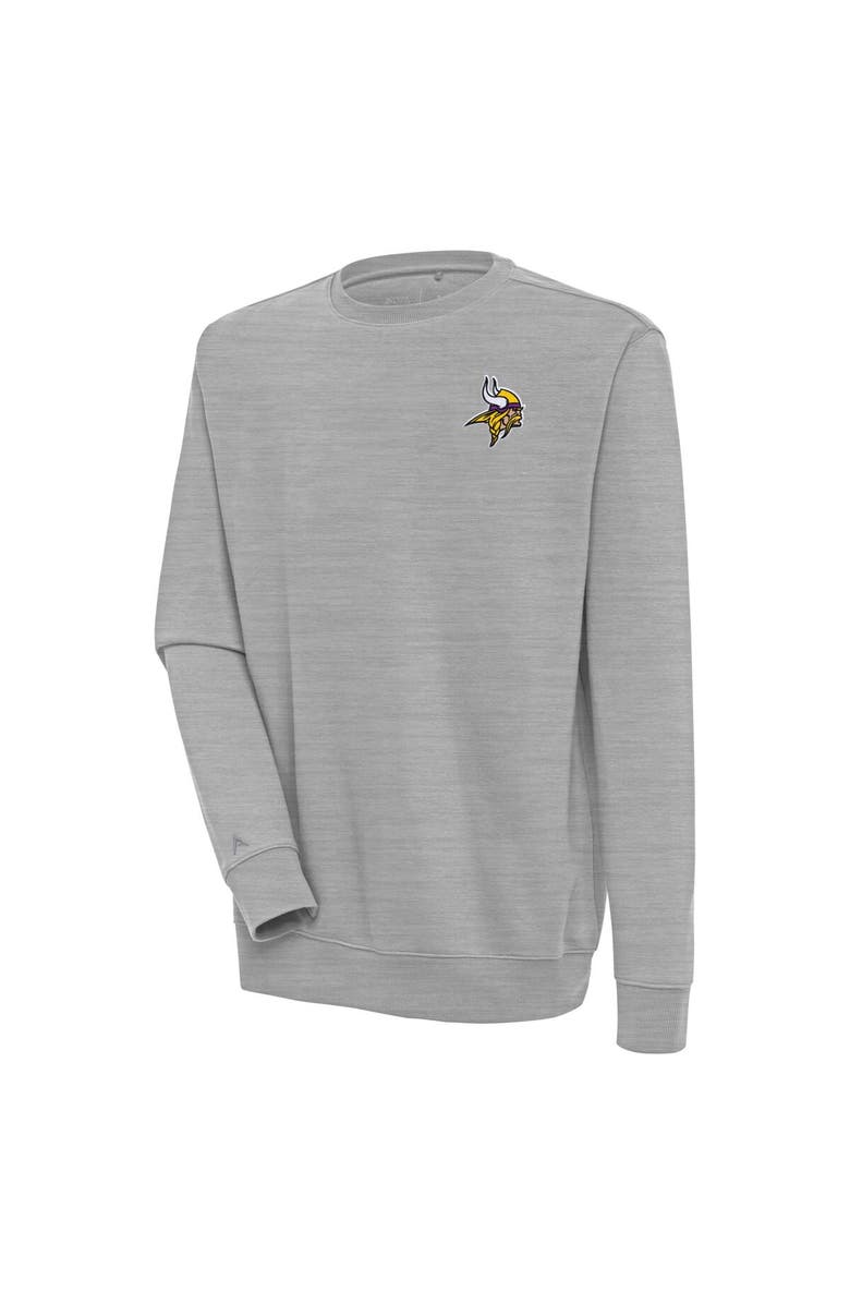 ANTIGUA Men's Antigua Heather Gray Minnesota Vikings Victory Pullover Sweatshirt, Main, color, Heather Gray